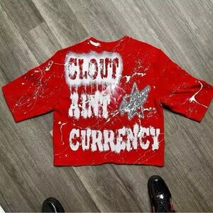 Red Graphic Tee with White and Black Accents